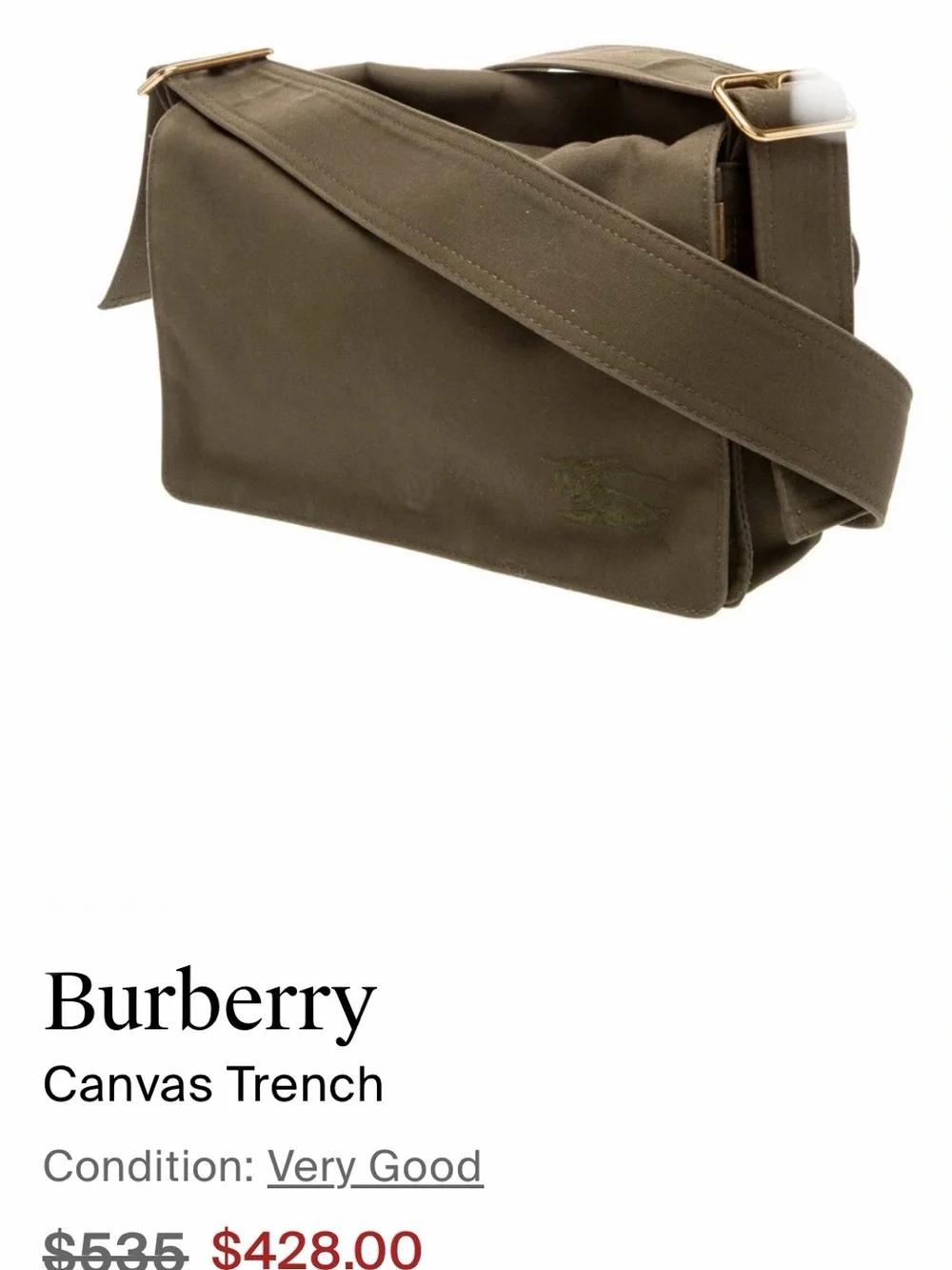 Burberry Canvas Trench Crossbody Bag in Olive